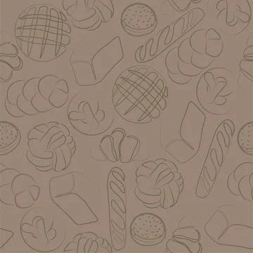 Trendy vector pattern for bakery or cafe.Illustrations of buns,bread, baguette 스톡 일러스트