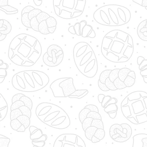 Trendy vector pattern for bakery or cafe.Illustrations of buns,bread, baguette Stock Illustration