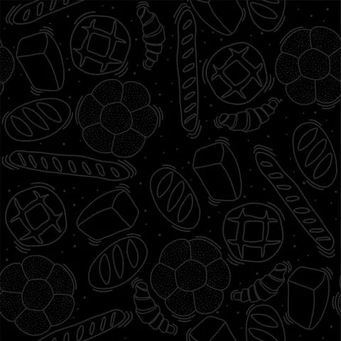 Trendy vector pattern for bakery or cafe.Illustrations of buns,bread, baguette Illustrazione stock