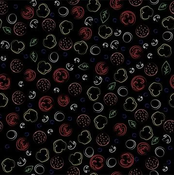 Trendy vector pattern with a set of pizza products for pizzeria. Stock Illustration