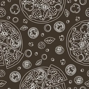 Trendy vector pizza pattern for pizzeria Illustrazione stock
