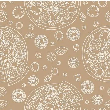 Trendy vector pizza pattern for pizzeria Stock Illustration