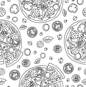 Trendy vector pizza pattern for pizzeria Stock Illustration