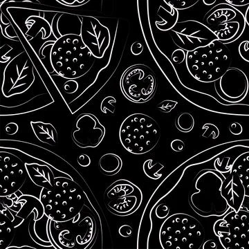 Trendy vector pizza pattern for pizzeria Stock Illustration