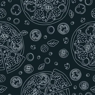 Trendy vector pizza pattern for pizzeria イラスト素材