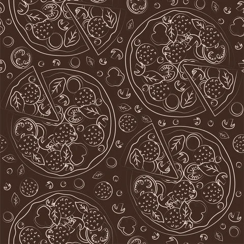 Trendy vector pizza pattern for pizzeria Stock Illustration