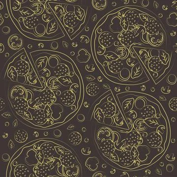 Trendy vector pizza pattern for pizzeria Stock Illustration