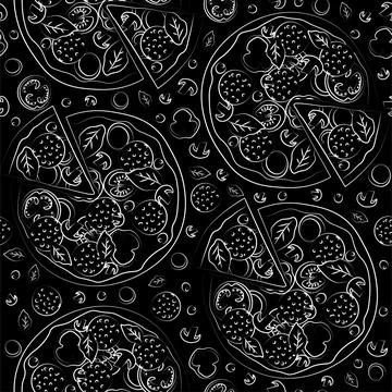Trendy vector pizza pattern for pizzeria Stock Illustration