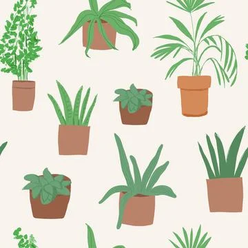 Trendy vector prints plants in flat style. Modern style is perfect for decor Stock Illustration