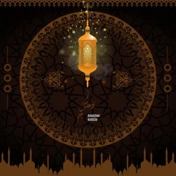 Trendy Vector Ramadan Karem islamic greeting card with Arabic moroccan pattern 스톡 일러스트