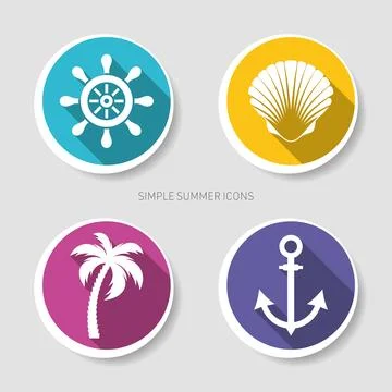 Trendy vector summer web icons design templates Stock Illustration