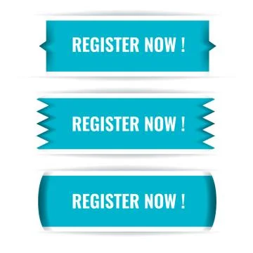 Trendy Vector Web interface or app buttons. Register now. Stock Illustration