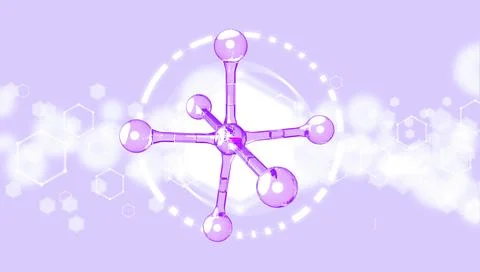 Trendy very Peri atom model abstract background.3d Illustration of molecules Stock Illustration