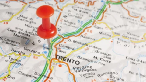 TRENTO on a map Stock Footage 176979566
