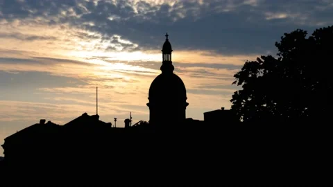 Trenton: New Jersey state capitol building at Sunrise, Time Lapse Stock Footage 201094629