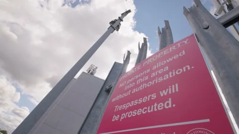 Trespassers Will Be Prosecuted Private Property Red Sign Stock Footage 237695799
