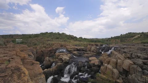 Treur River waterfall as it drops into Blyde River Canyon, South Africa Stock Footage 297248351