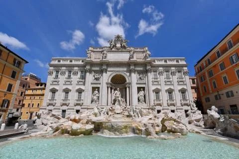 Trevi fountain in a spring clear day Stock Photos