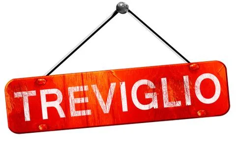 Treviglio, 3D rendering, a red hanging sign Stock Illustration