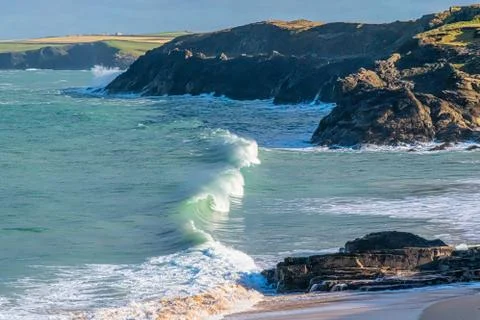 Trevose wave curl Stock Photos