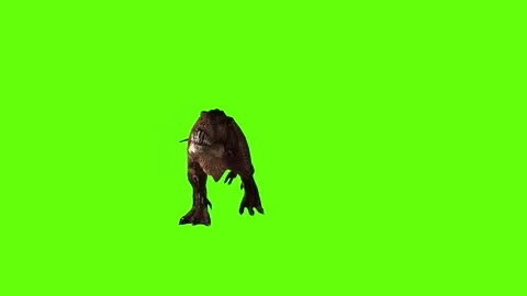T.rex dinosaur hit leg move green screen animation 3D rendering Stock Footage 279102837