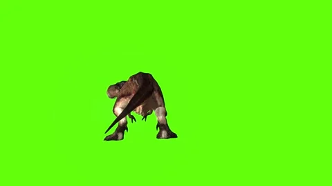 T.rex dinosaur hit tarso left  green screen animation 3D rendering Stock Footage 279102806