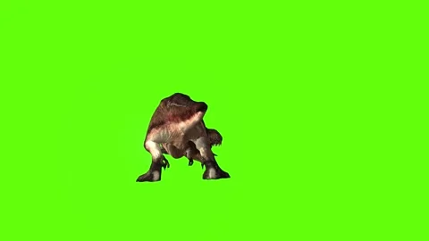 T.rex dinosaur roar right green screen animation 3D rendering Stock Footage 279342956