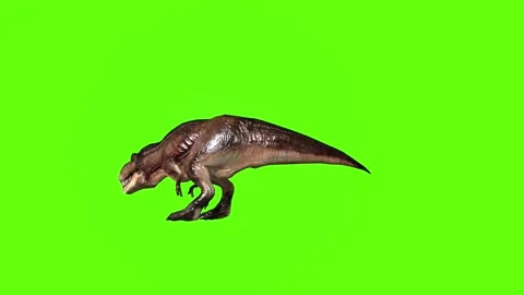 T.rex dinosaur turn 180 right green screen animation 3D rendering Stock Footage 279417372