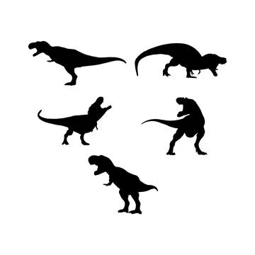 Trex silhouettes on white Stock Illustration