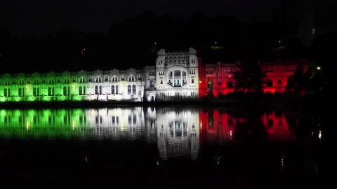 Trezzo d'`Adda view on hydroelectric power plant Taccan Stock Footage 139446432
