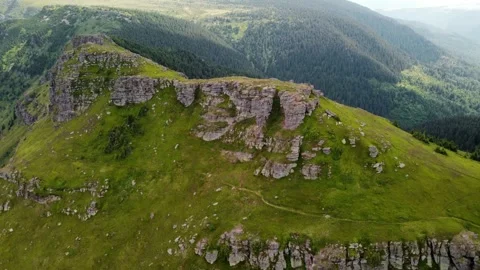 Tri Cuke Rock Aerial Perspective in Stara Planina Stock Footage 314043145