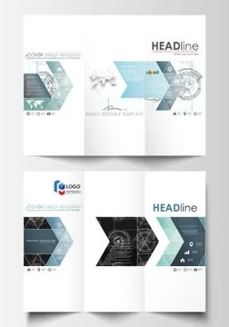 Tri-fold brochure business templates on both sides. Easy editable layouts. High Stock Illustration