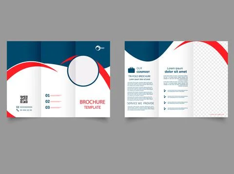 Tri-fold brochure design, fully editable, business brochure template. Stock Illustration