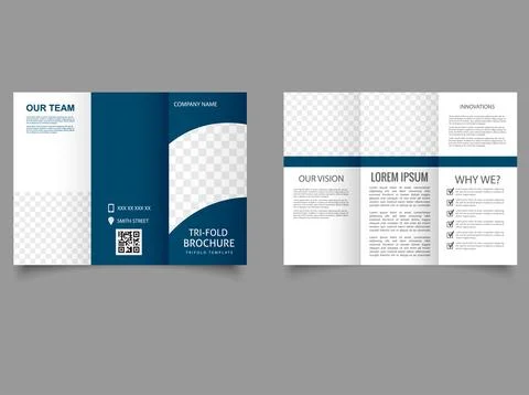 Tri-fold brochure design template, Creative corporate business trifold brochu Stock Illustration