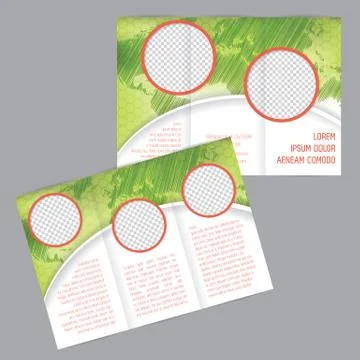 Tri-fold brochure design with world map Stock Illustration