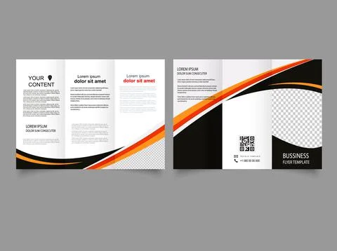Tri fold brochure with lines. Multipurpose Tri-fold Brochure and Catalog Vect Stock Illustration
