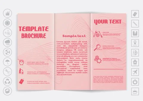 Tri-Fold Brochure mock up vector design. background with waves elements. 库存插图