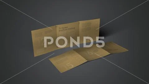 Tri Fold Brochure Mockup Square Leaflet Branding Plantilla PSD