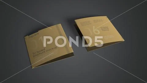 Tri Fold Brochure Mockup Square Leaflet Branding Modèle PSD