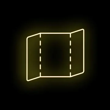Tri fold brochure or map neon yellow outline icon イラスト素材