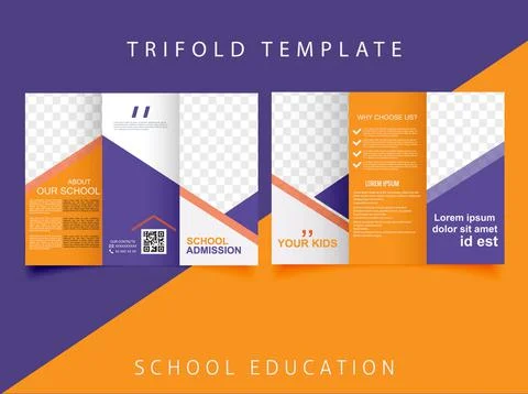 Tri-fold Brochure School admission. Creative shape business Stock Illustration