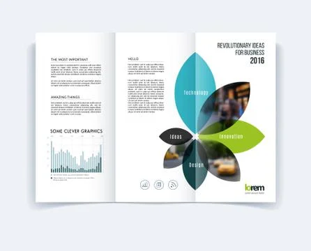 Tri-fold Brochure template layout, cover design, flyer in A4 wit Stock Illustration