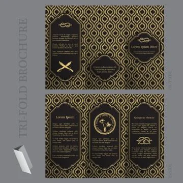 Tri-fold brochure template with nautical elements Stock Illustration