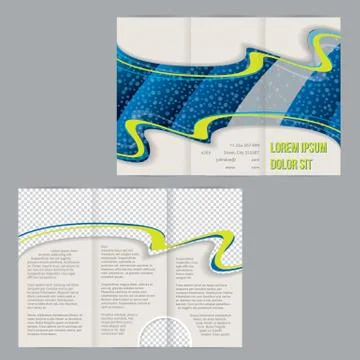 Tri-fold flyer brochure template with waterdrop image Stock Illustration