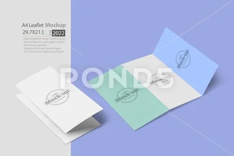 Tri-fold flyer-leaflet concept mock-up series PSD Template