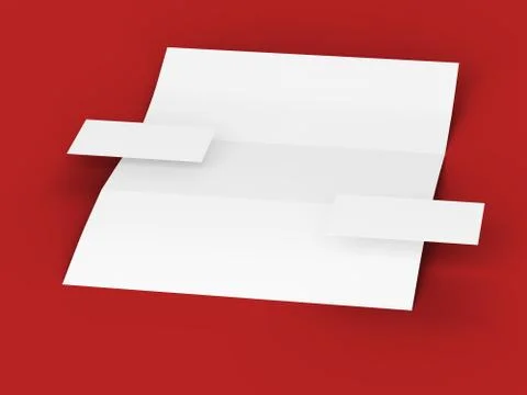 Tri-fold paper sheet in A4 format with business cards mockup. 3d illustration Stock Illustration