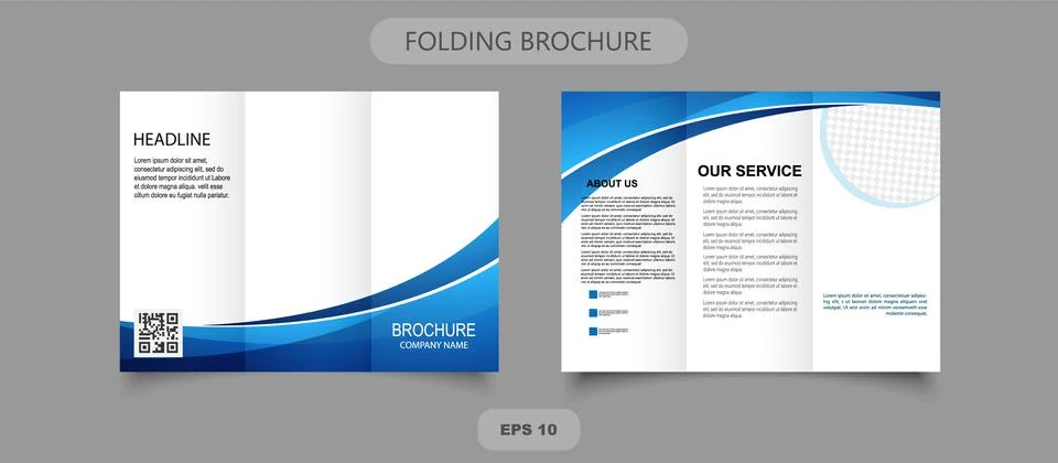 Tri fold wave brochure layout Stock Illustration