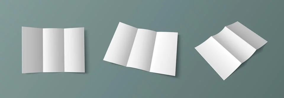 Tri fold white empty leaflet mockup Illustrazione stock