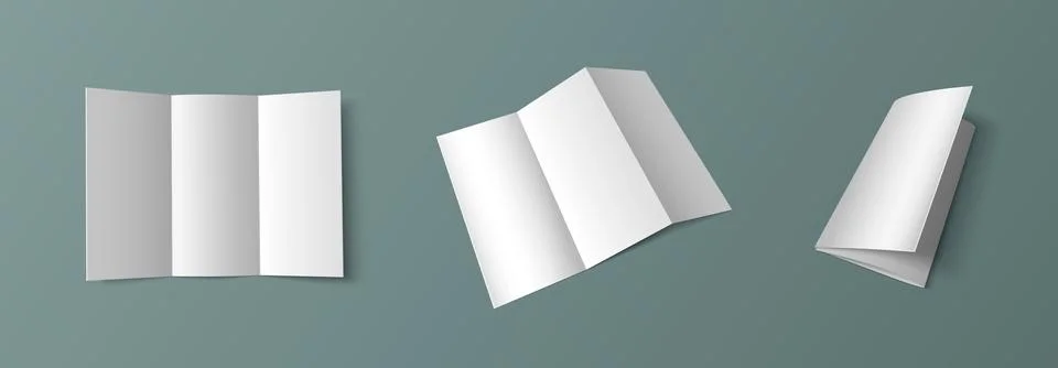 Tri fold white empty leaflet mockup Illustrazione stock
