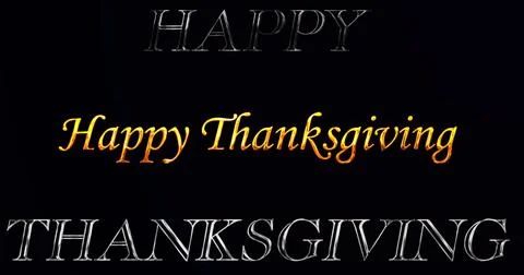 Tri-layered unique creative Happy Thanksgiving text animation. Celebrating .. Stock Illustration